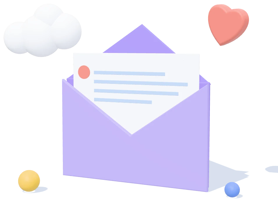 Enveloppe ouverte et lettre illustrées en 3D